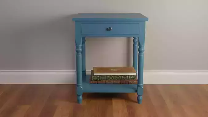 Fine Blue Wood Nightstand 