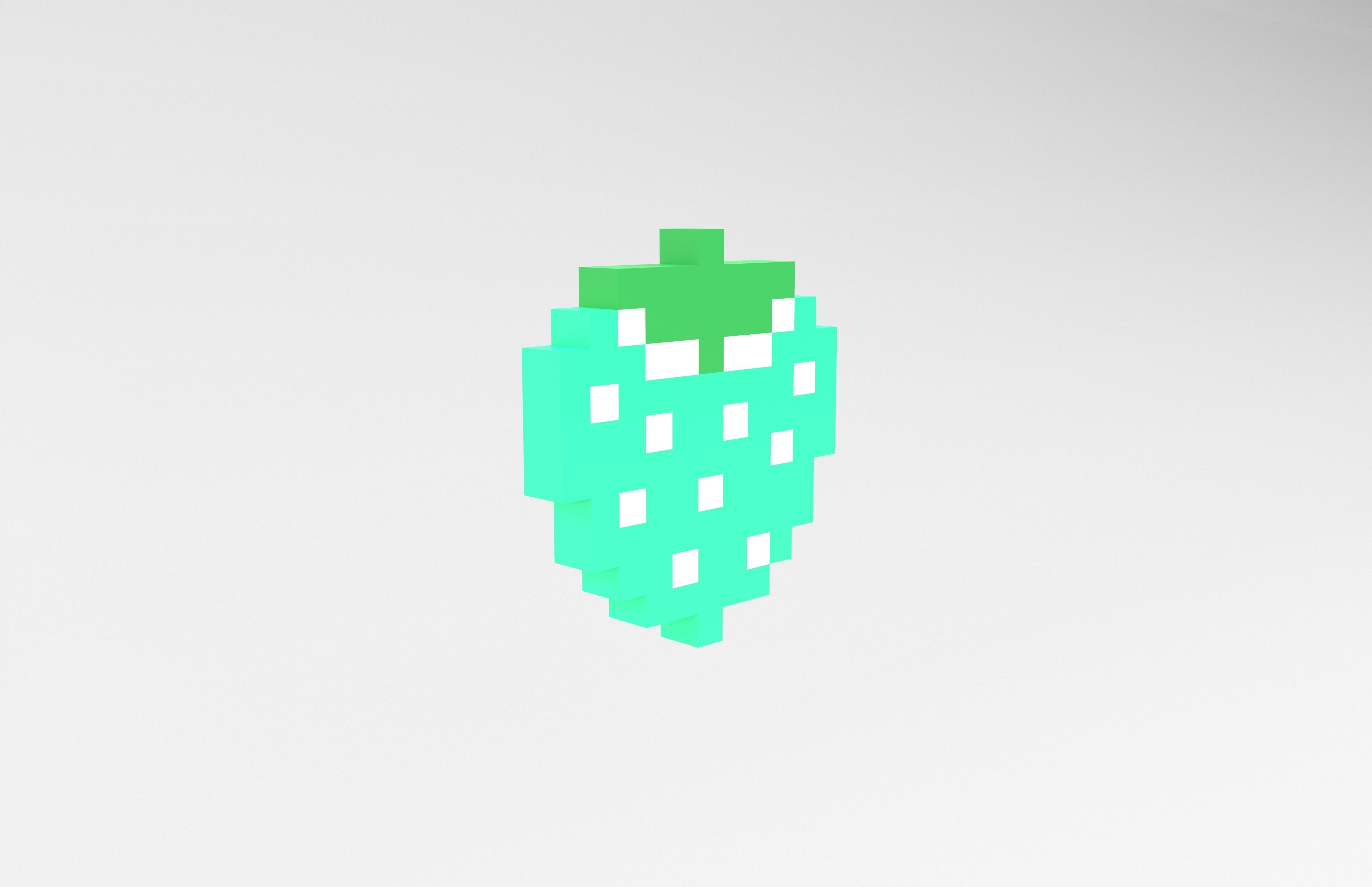 Pixel Strawberries v1 007 Low-poly 3D model_3