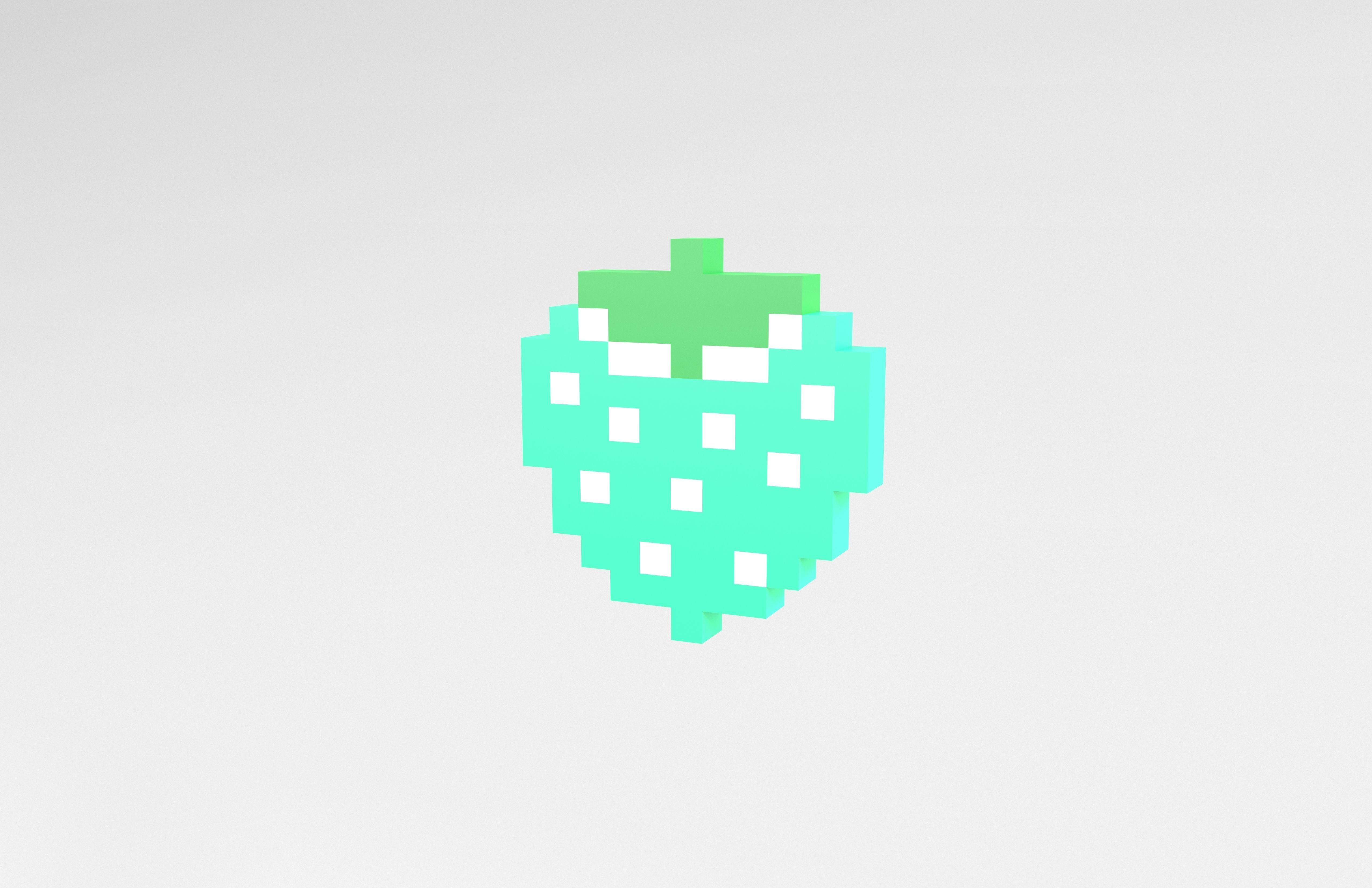 Pixel Strawberries v1 007 Low-poly 3D model_2