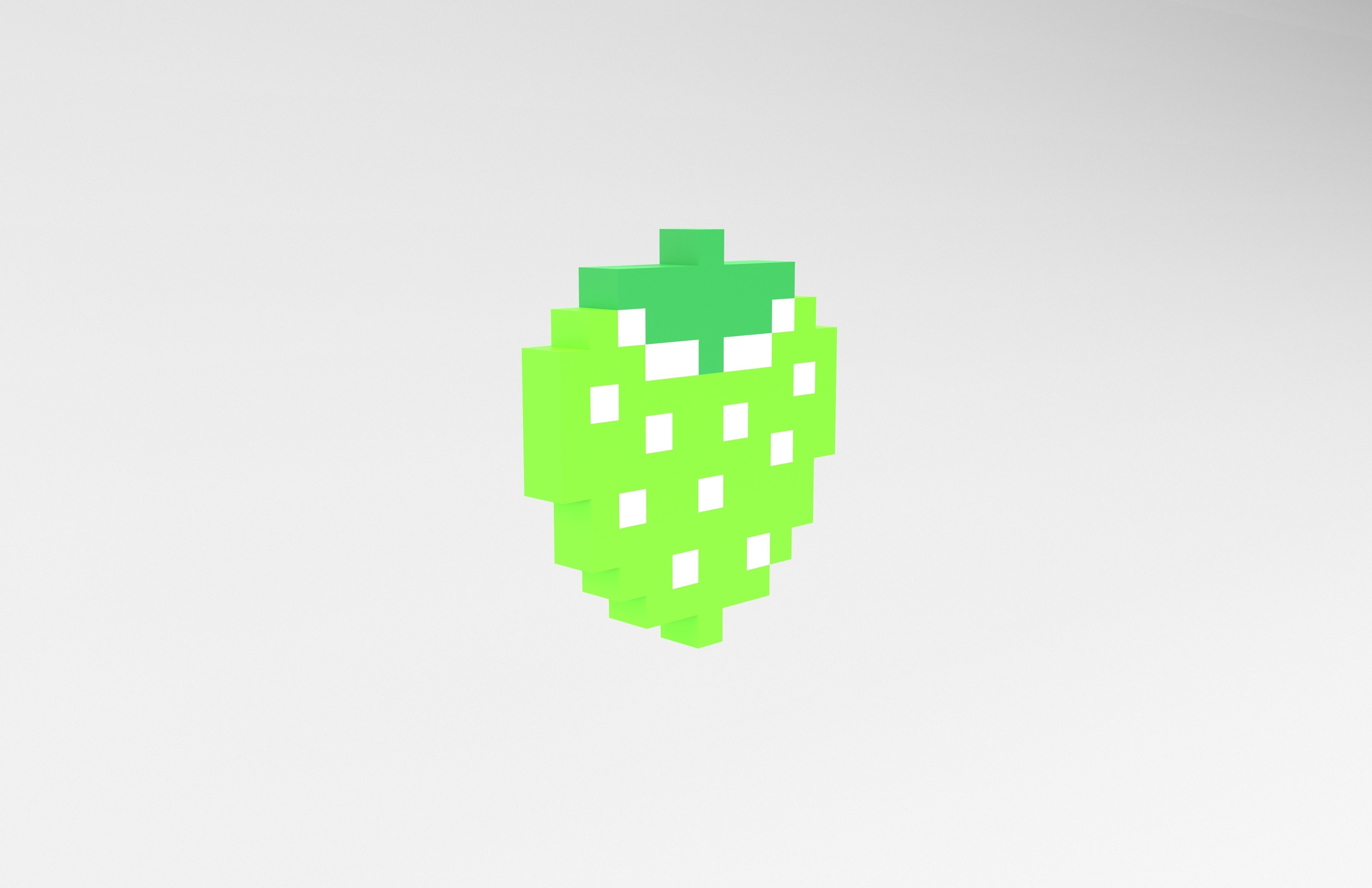 Pixel Strawberries v1 008 Low-poly 3D model_3