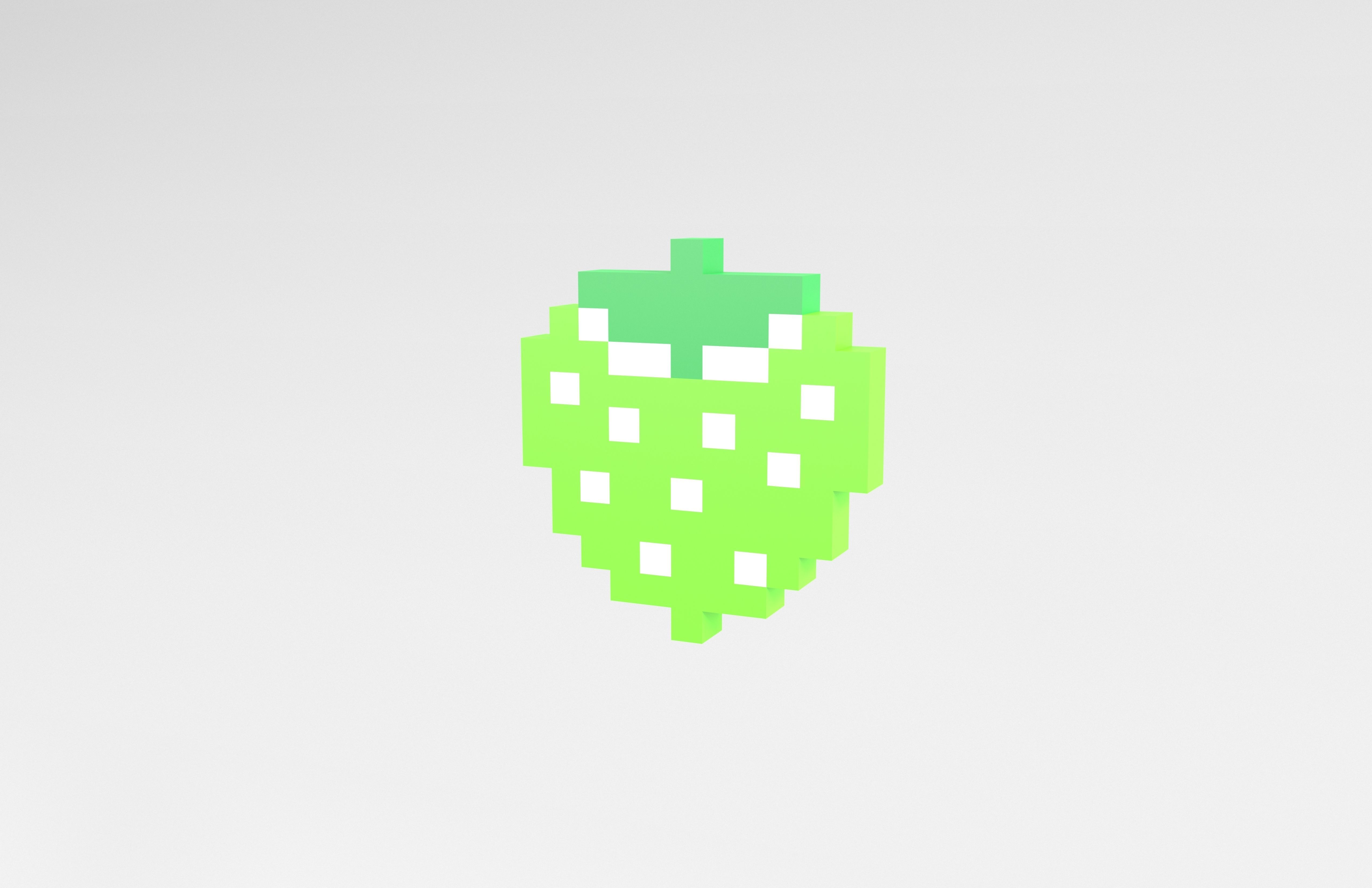 Pixel Strawberries v1 008 Low-poly 3D model_2