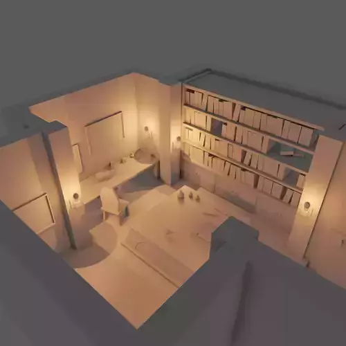 Dungeon bathroom with archway 3D model