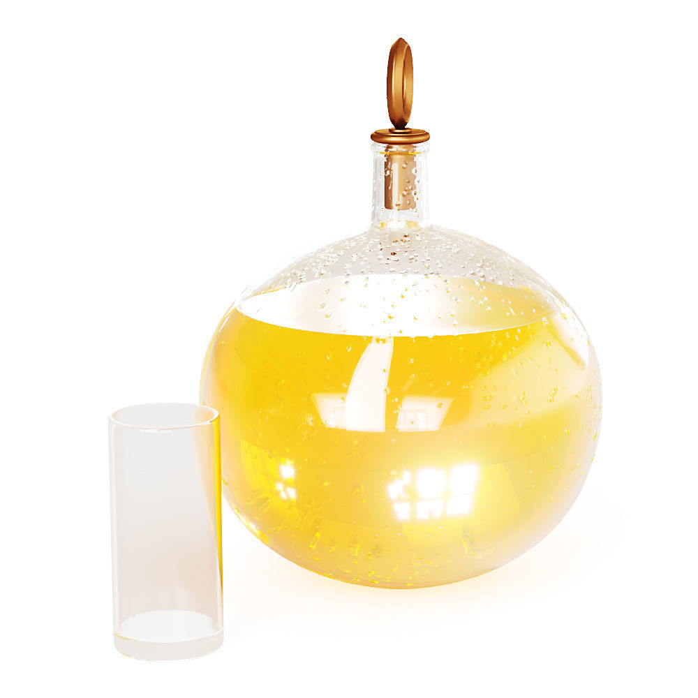 Decanter with orange juice with water drops on a glass 3D model_2