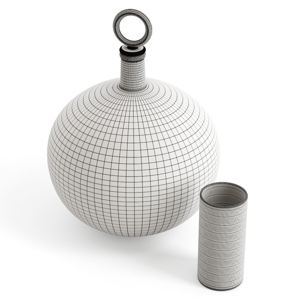 Decanter with orange juice with water drops on a glass 3D model_4