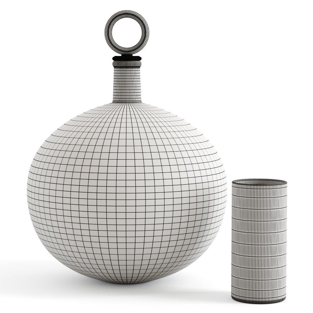 Decanter with orange juice with water drops on a glass 3D model_5