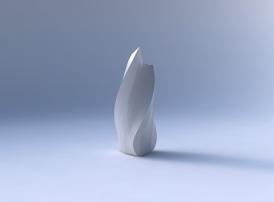 Vase curved tipping triangle 2 with bands 3D print model_4