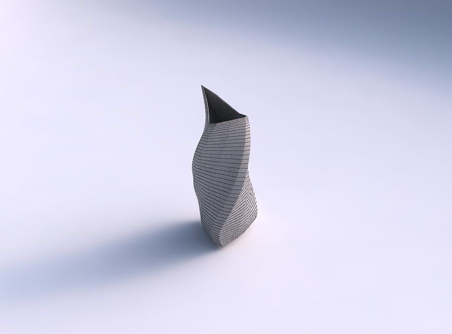 Vase curved tipping triangle 2 with bands 3D print model_5