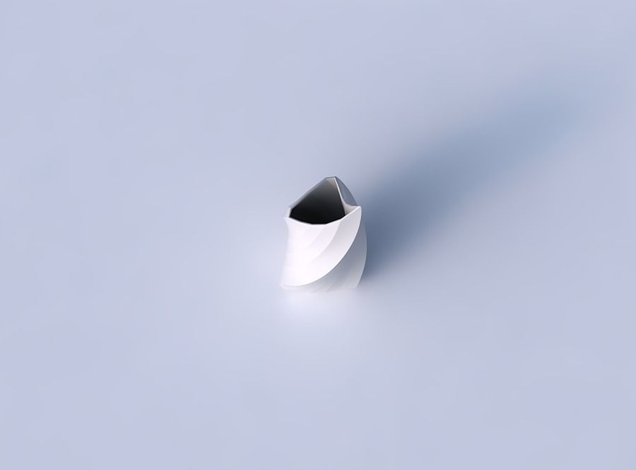 Vase curved tipping triangle 2 with bands 3D print model_2