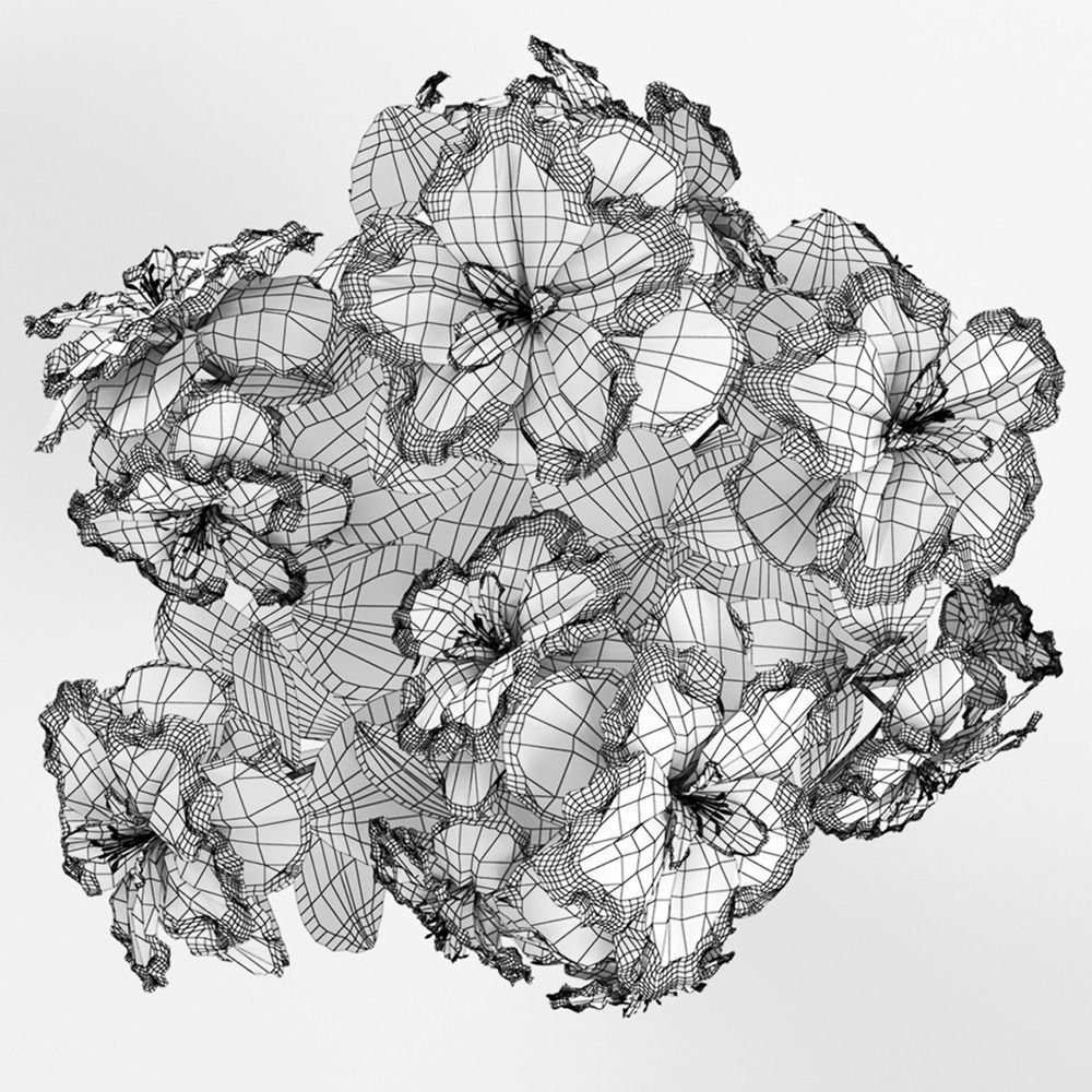 Azalea flowers in pot 3D model_5