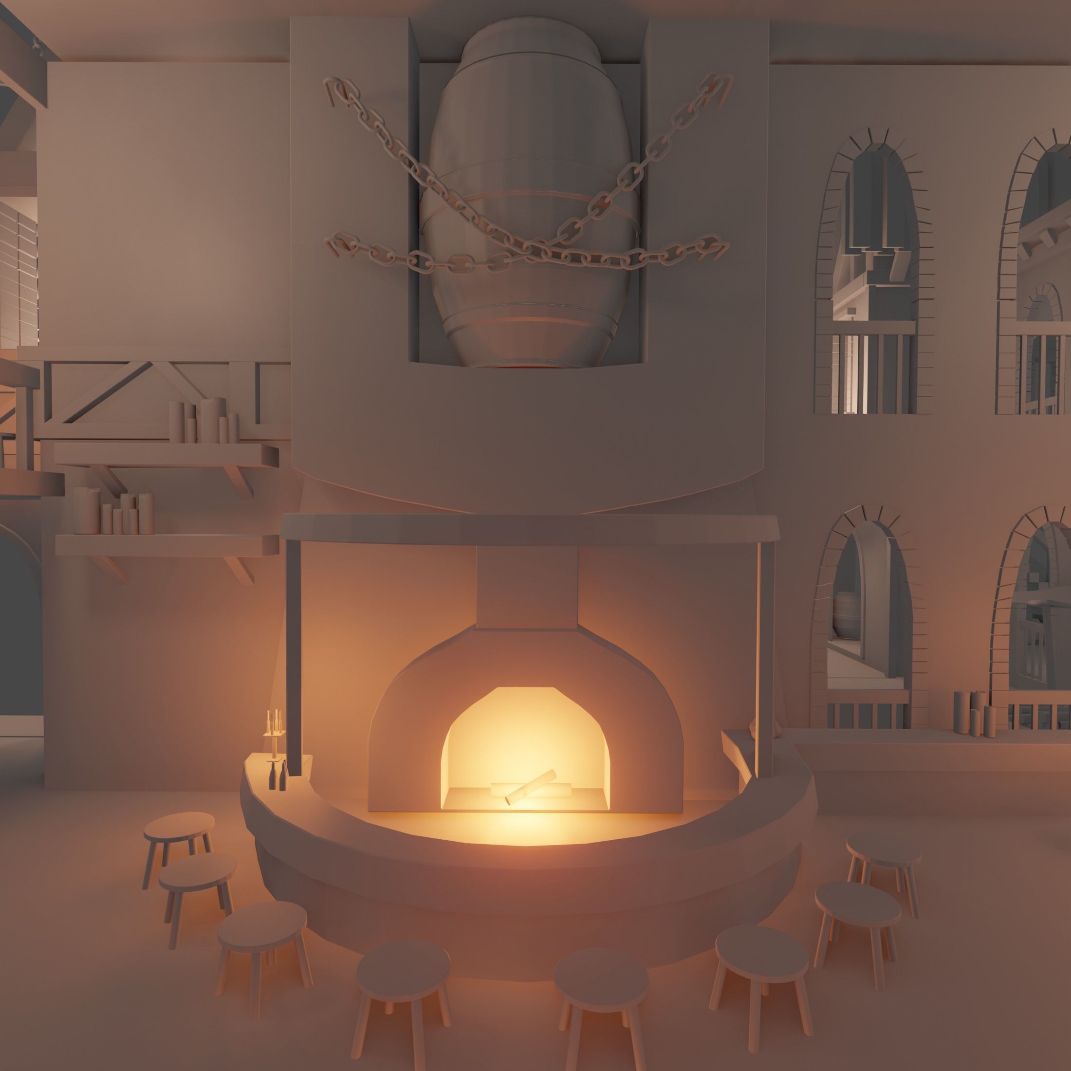 Big fantasy Inn 3D model_26