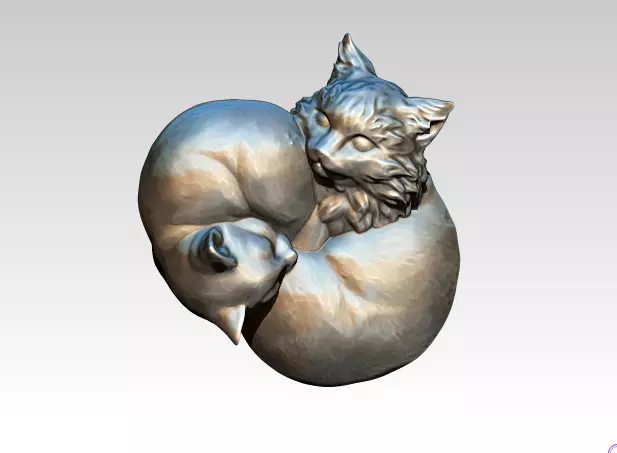 Cats couple 3D print model_0
