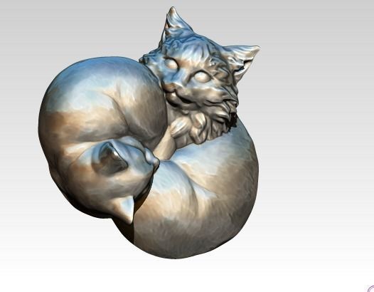 Cats couple 3D print model_1