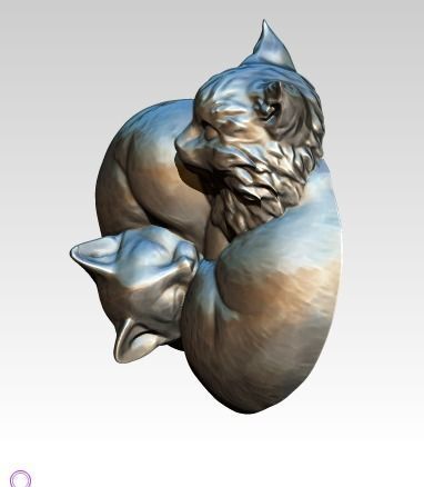 Cats couple 3D print model_2