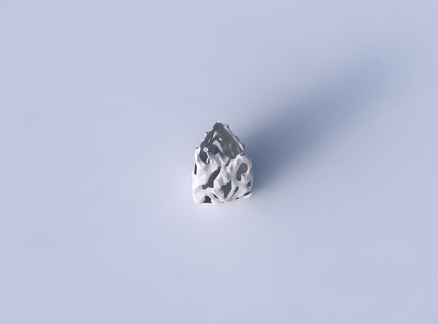 Vase curved tipping triangle 2 with faceted cuts and bulges 3D print model_2