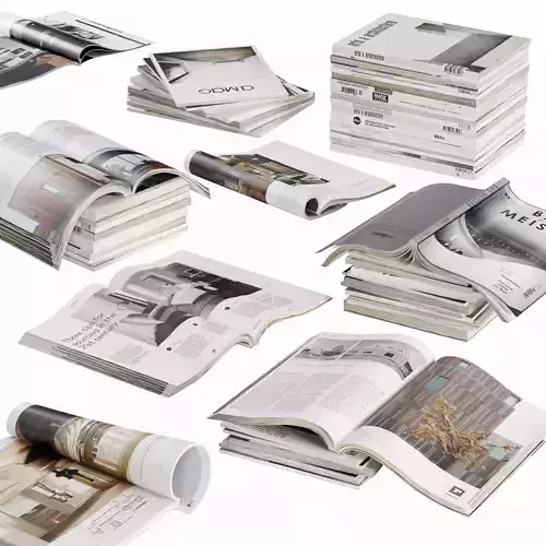 Opened magazines stack set 3D model