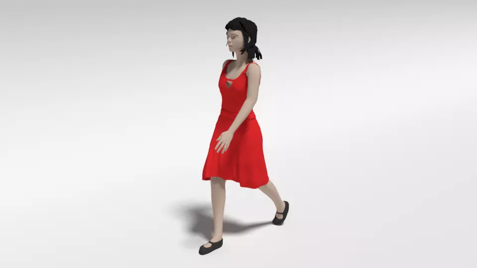 Cartoon Walking Woman 3D model