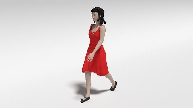 Cartoon Walking Woman 3D model