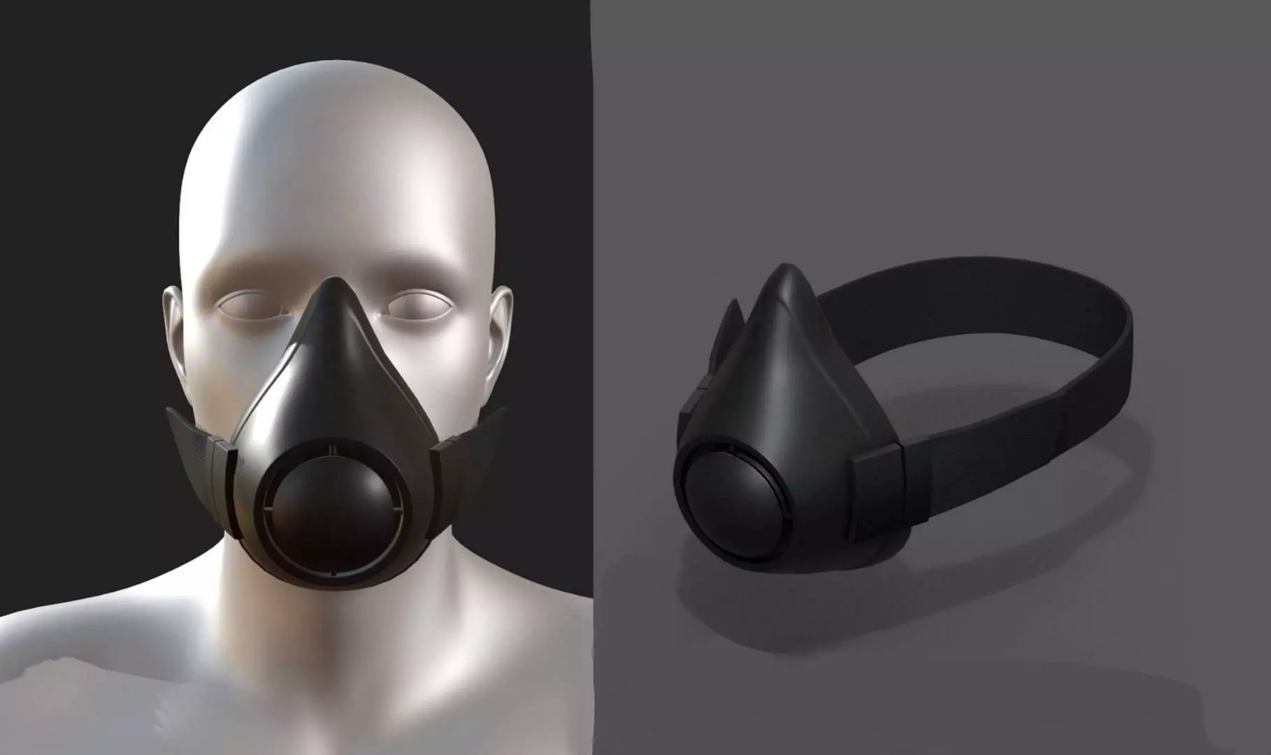 Gas mask isolated protection scifi fantasy futuristic  Low-poly 3D model_0