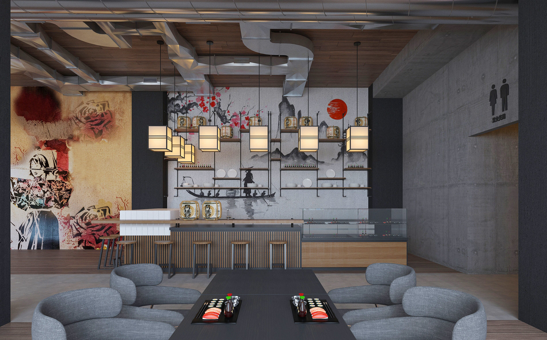 Japanese Sushi Restaurant 3D model_6