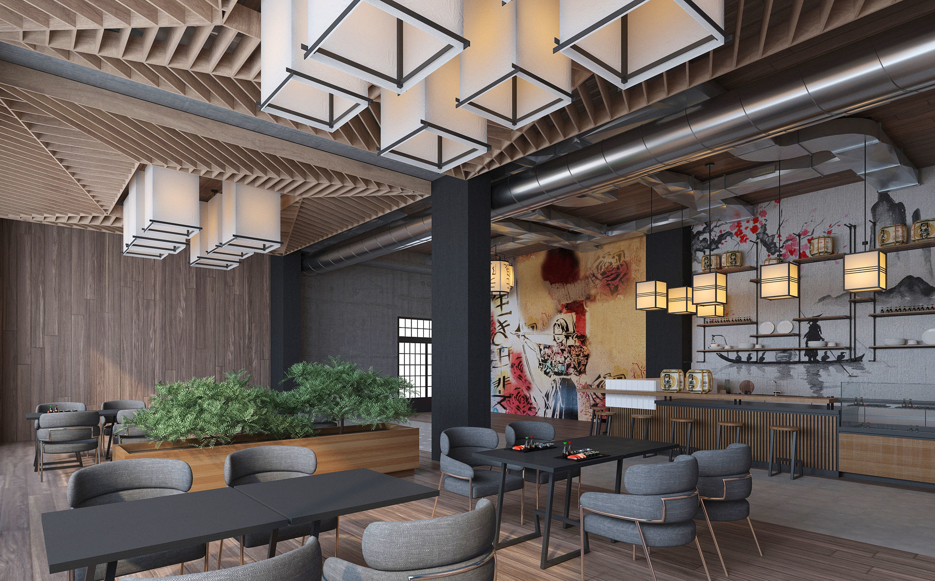 Japanese Sushi Restaurant 3D model_4