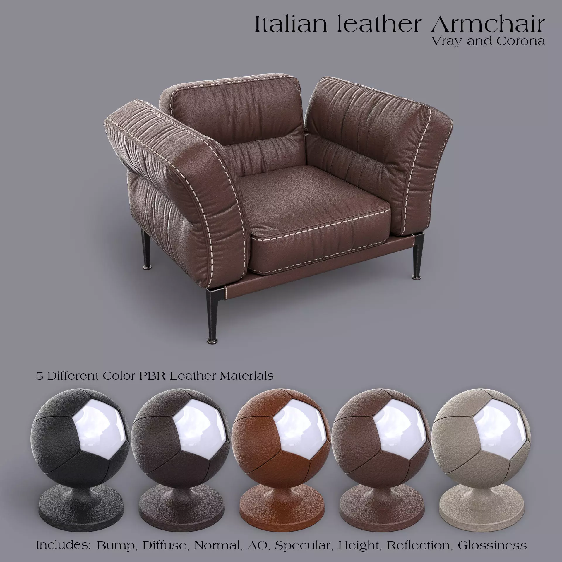 ADDA Italian ArmChair 1 Low-poly 3D model_0