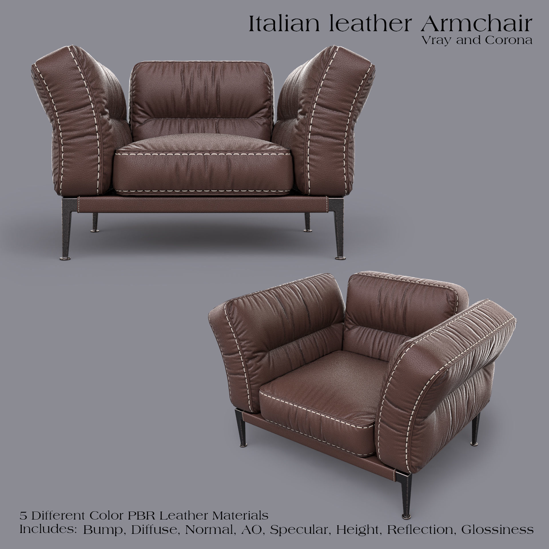 ADDA Italian ArmChair 1 Low-poly 3D model_1