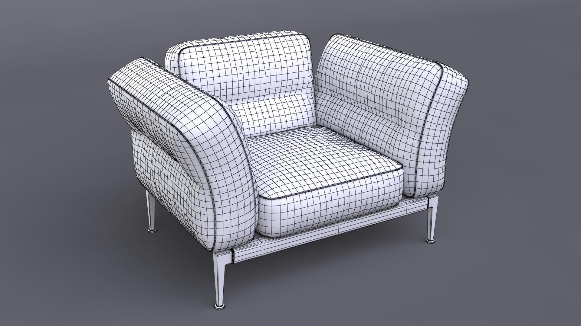 ADDA Italian ArmChair 1 Low-poly 3D model_3