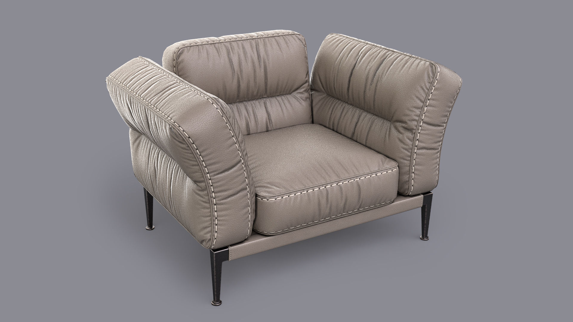 ADDA Italian ArmChair 1 Low-poly 3D model_6