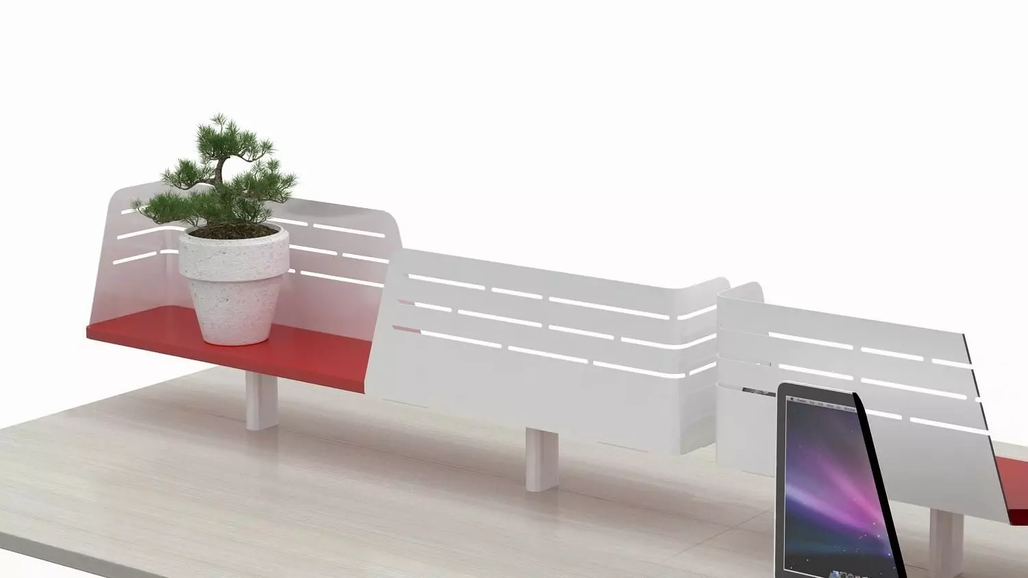 Group desk for 4 persons 3D model_0