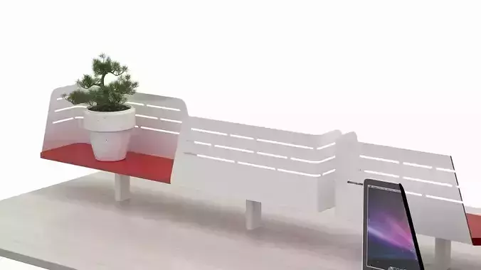 Group desk for 4 persons 3D model