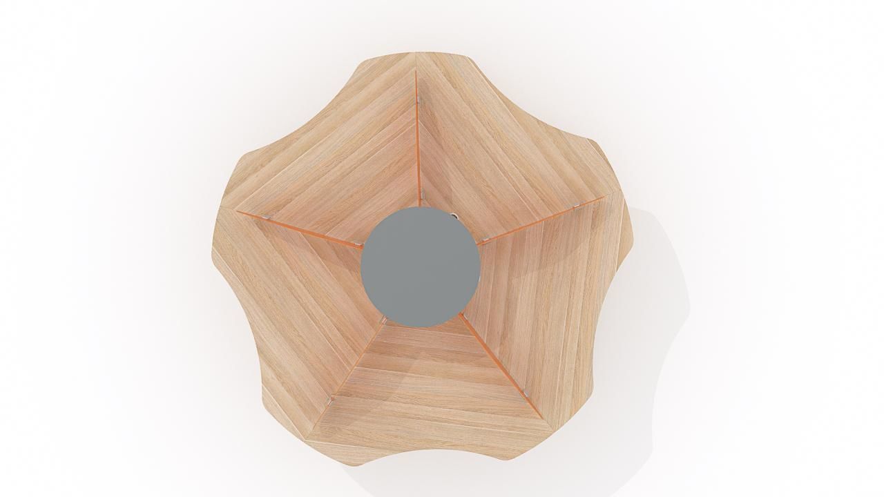 circle desk office 5 persons 3D model_2