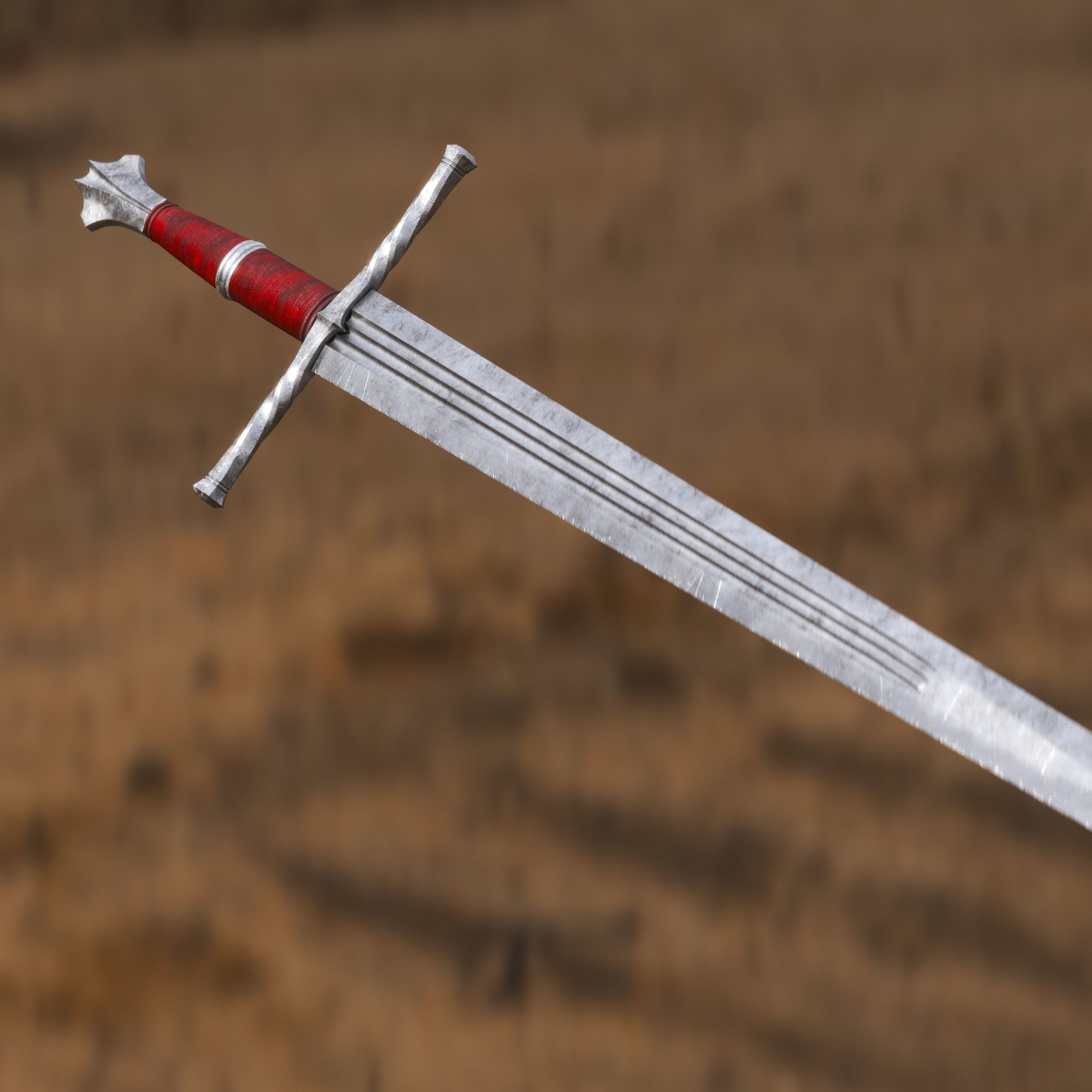 Medieval Sword for Games and Cinematics 01 Low-poly 3D model_3