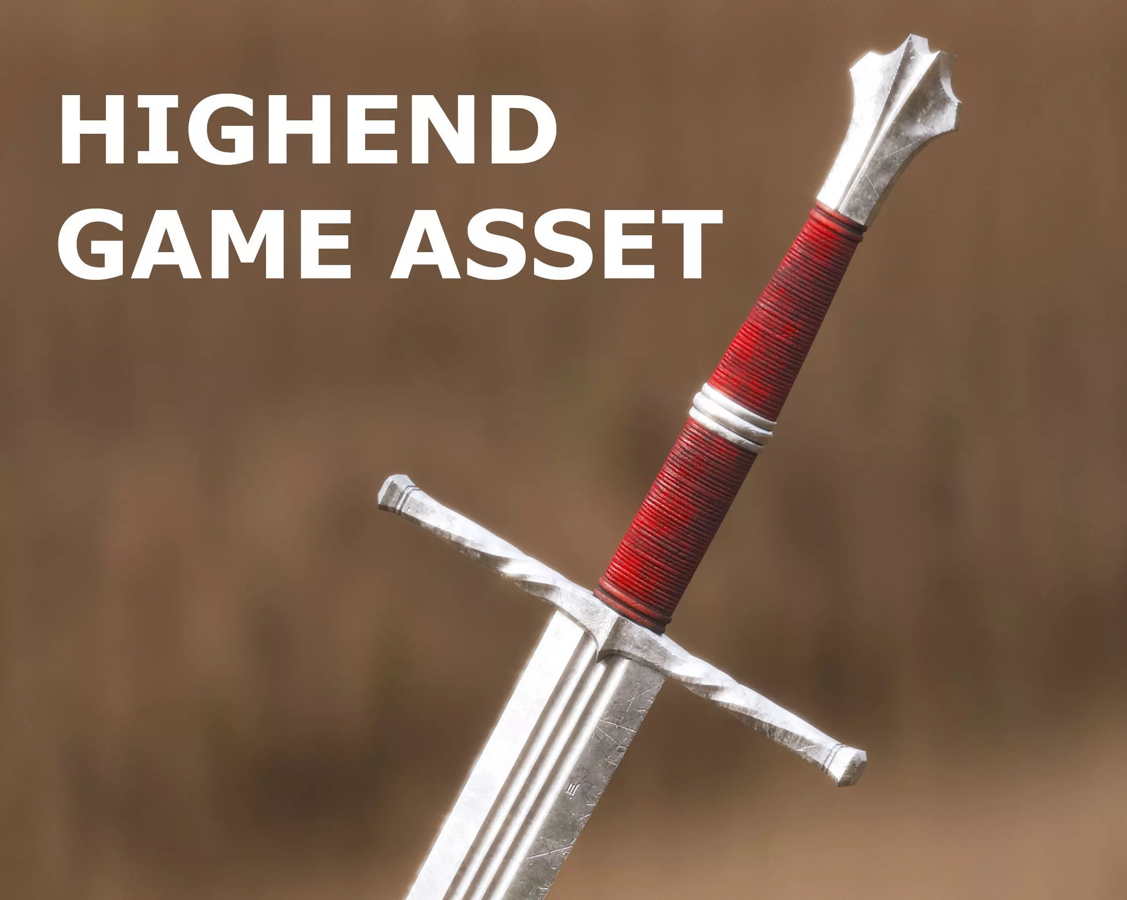 Medieval Sword for Games and Cinematics 01 Low-poly 3D model_0