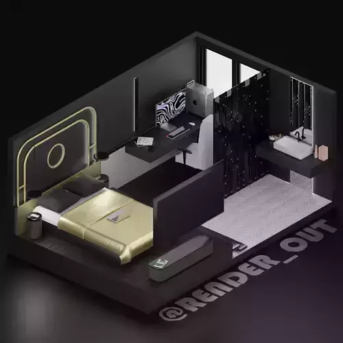 Low-poly Cool 3D gaming set-up Low-poly 3D model