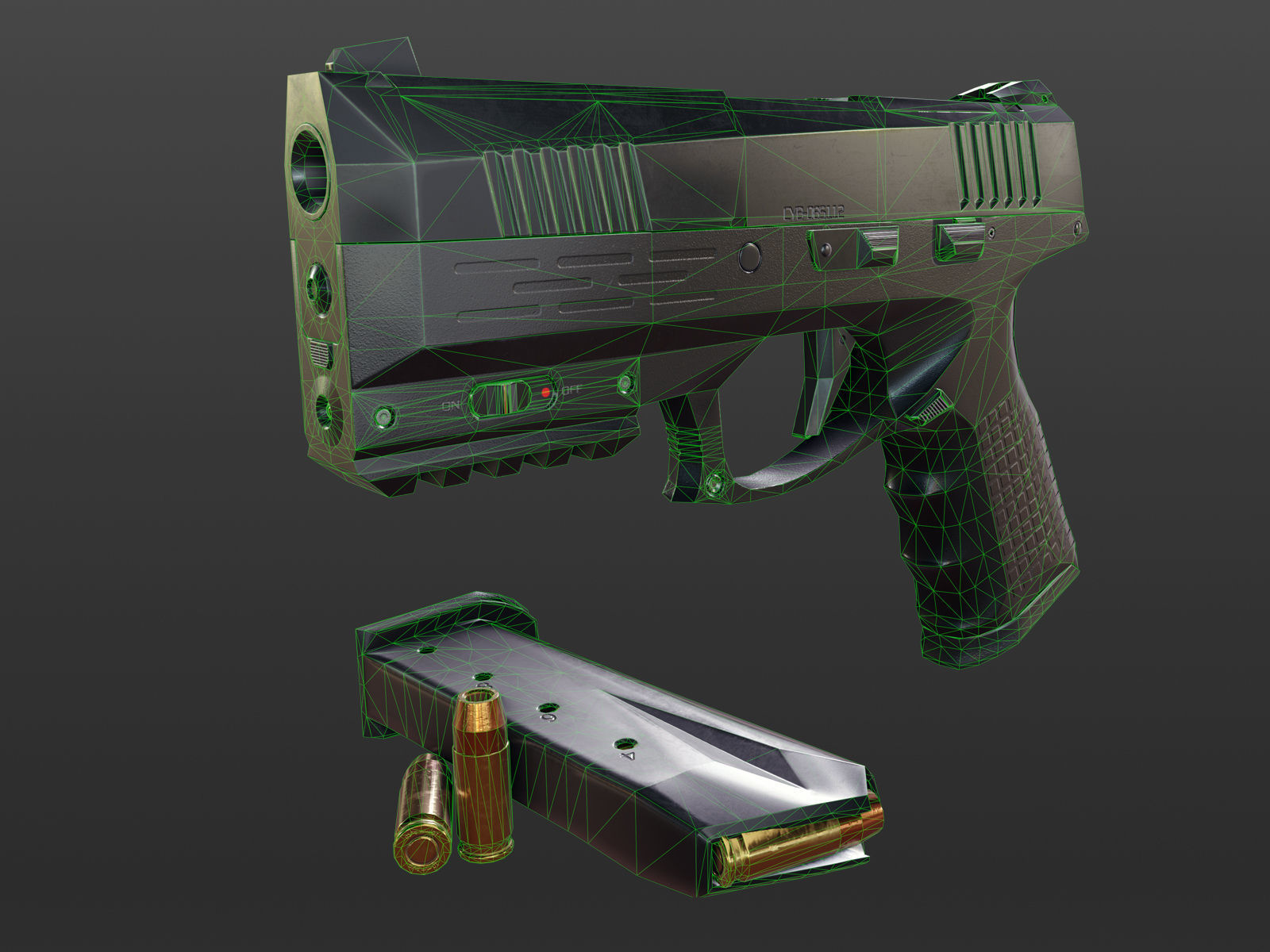 Modern Pistol Low-poly 3D model_12