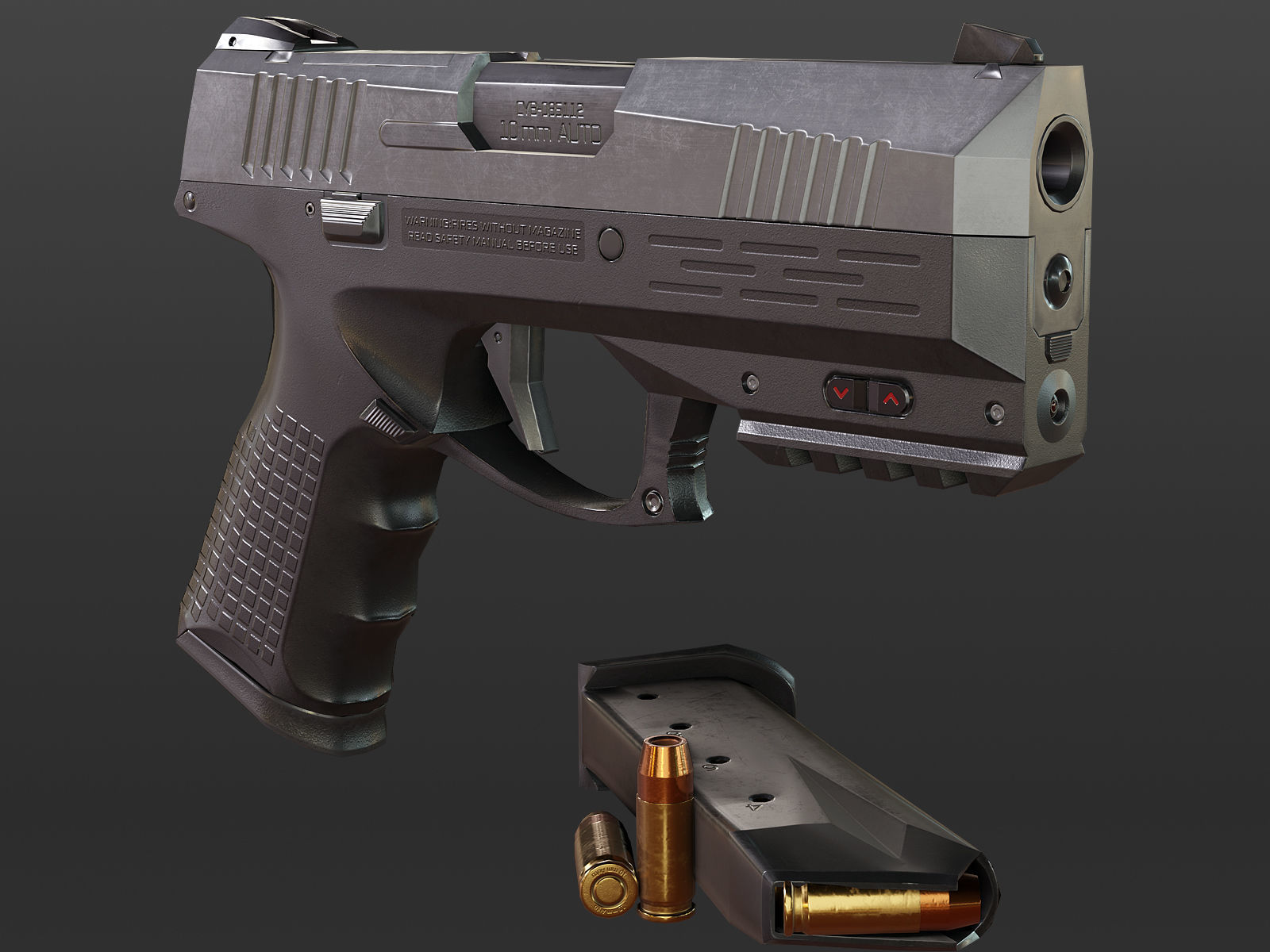 Modern Pistol Low-poly 3D model_3