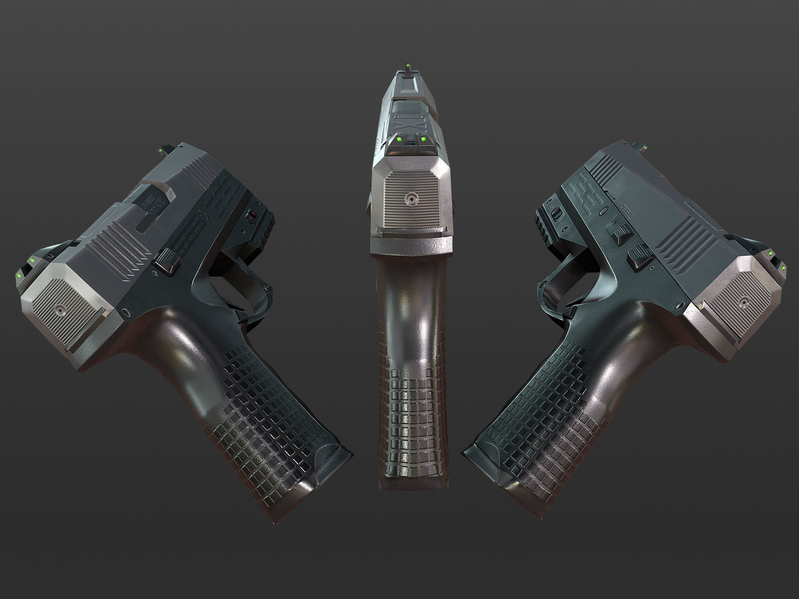 Modern Pistol Low-poly 3D model_6