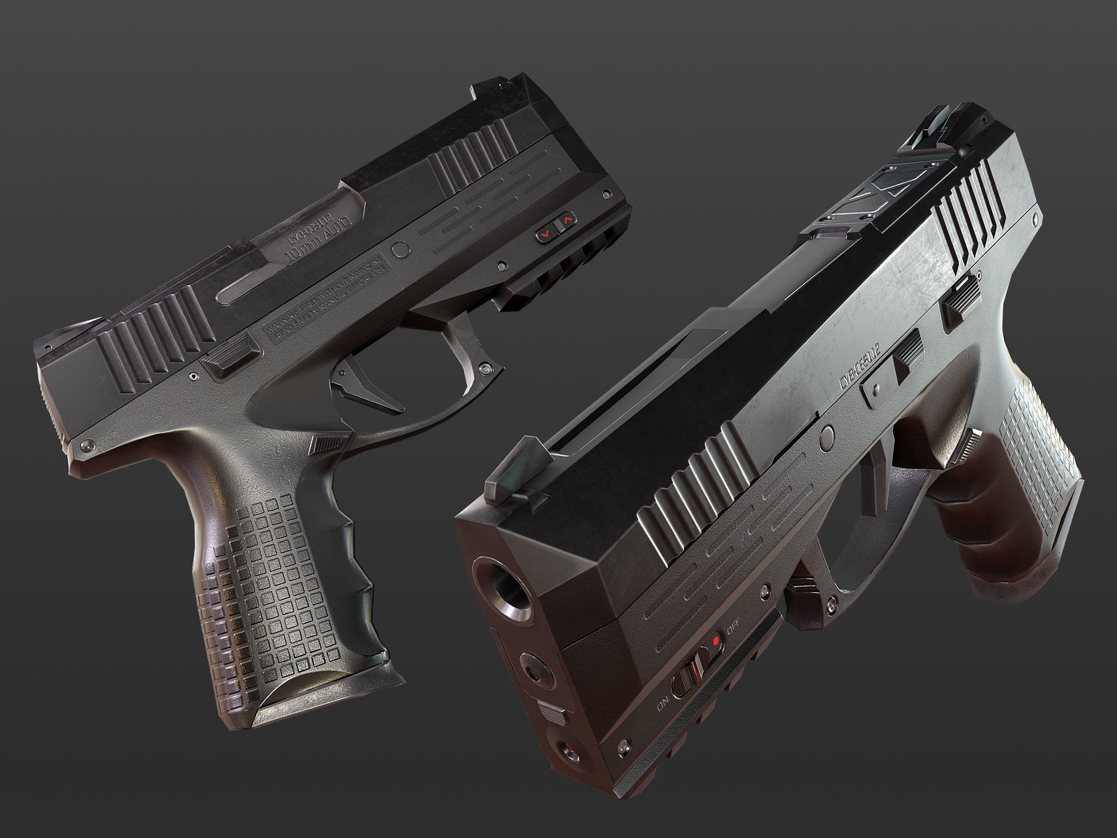 Modern Pistol Low-poly 3D model_8
