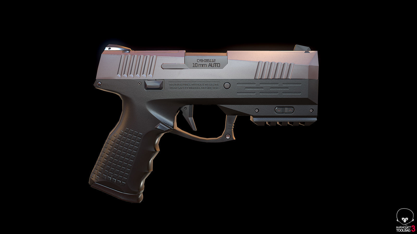 Modern Pistol Low-poly 3D model_9