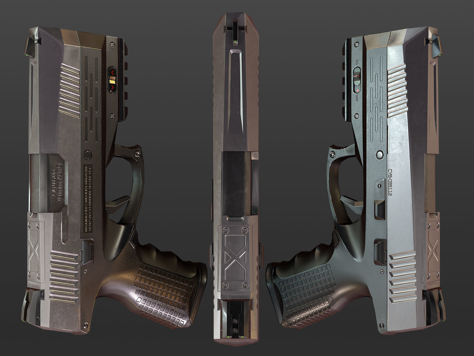 Modern Pistol Low-poly 3D model_4