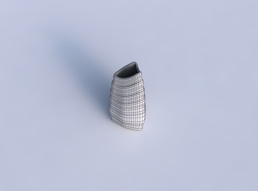 Vase curved tipping triangle 2 with smooth horizontal ribbons 3D print model_6