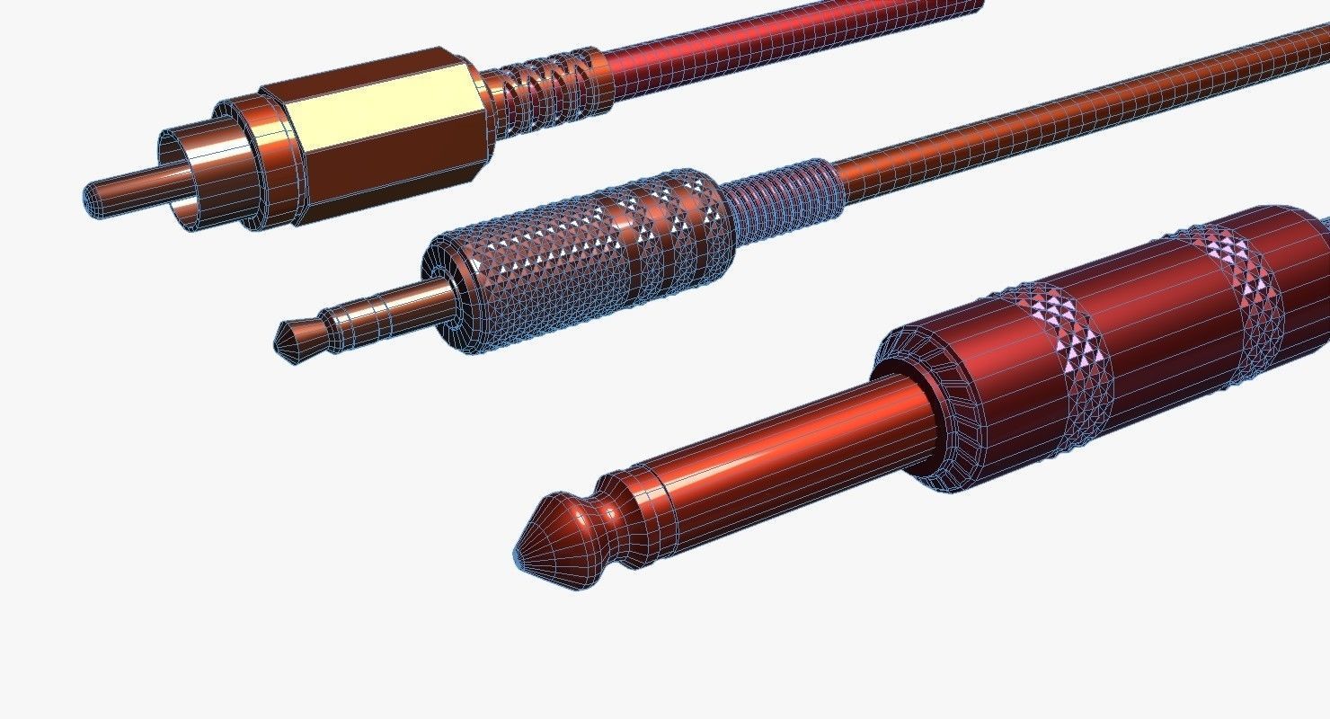 Jack audio connector 3D model_1
