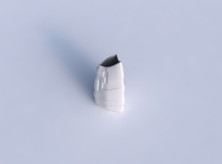 Vase curved tipping triangle 2 with smooth ribbons 3D print model_1