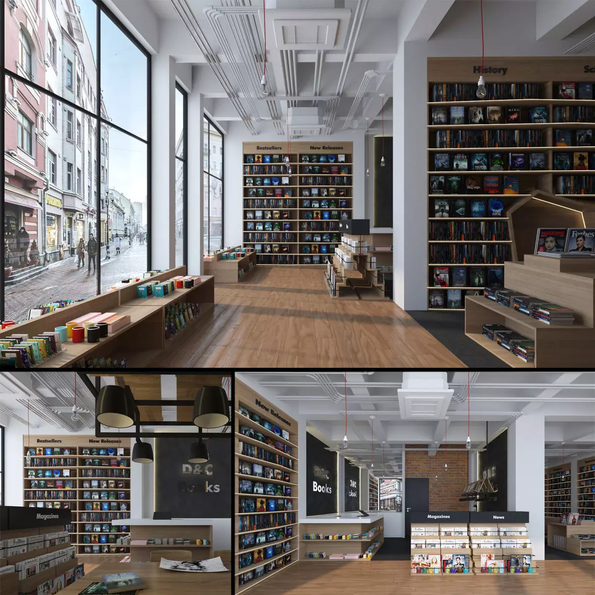 Bookstore books on table 3D model