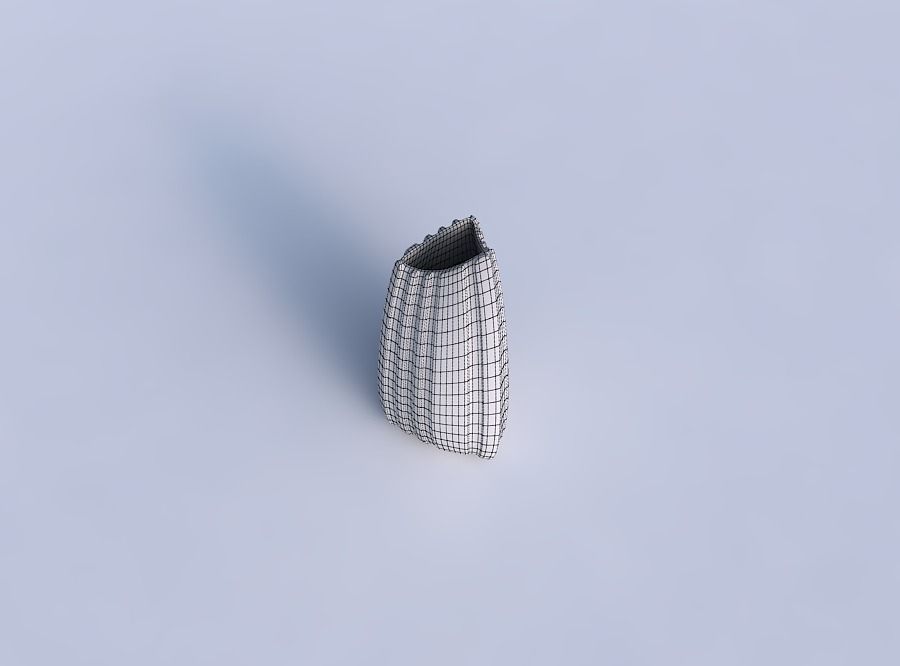 Vase curved tipping triangle 2 with smooth vertical ribbons 3D print model_6