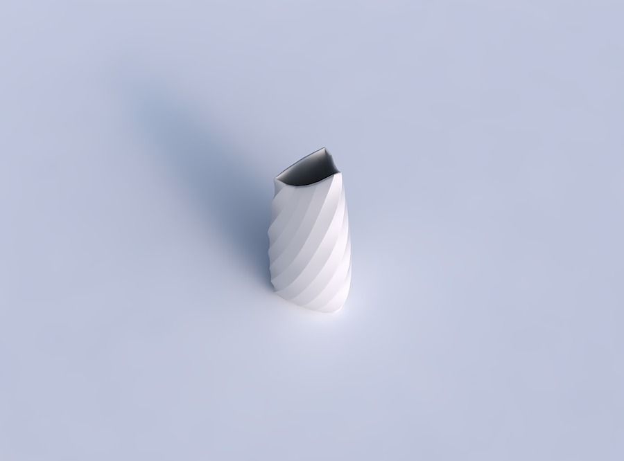 Vase curved tipping triangle 2 with twisted bands 3D print model_1