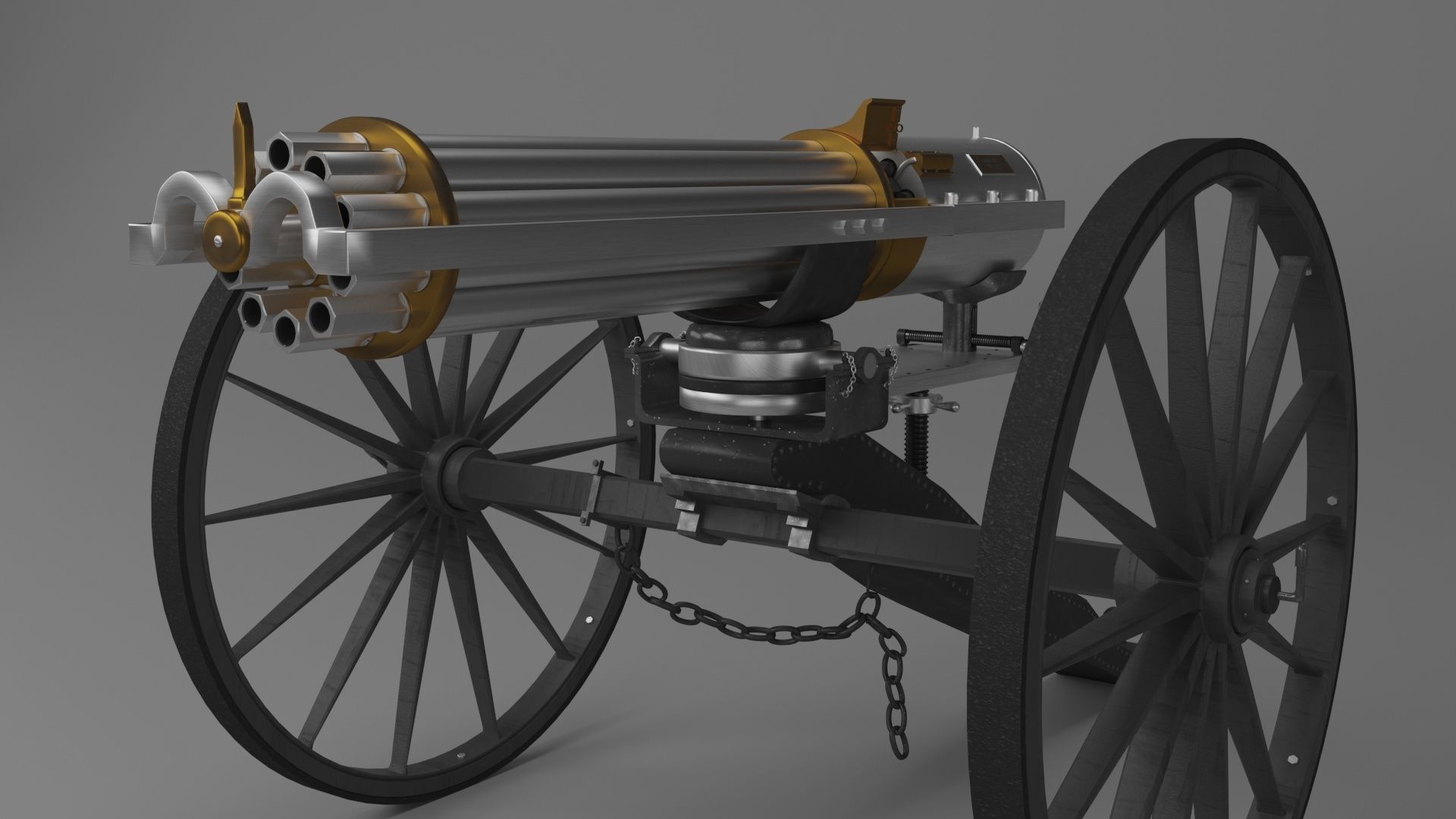 Gatling Gun 3D model_2