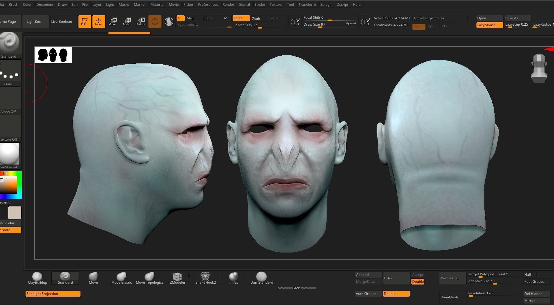 Voldemort Realistic Model bust of man 3D model_2