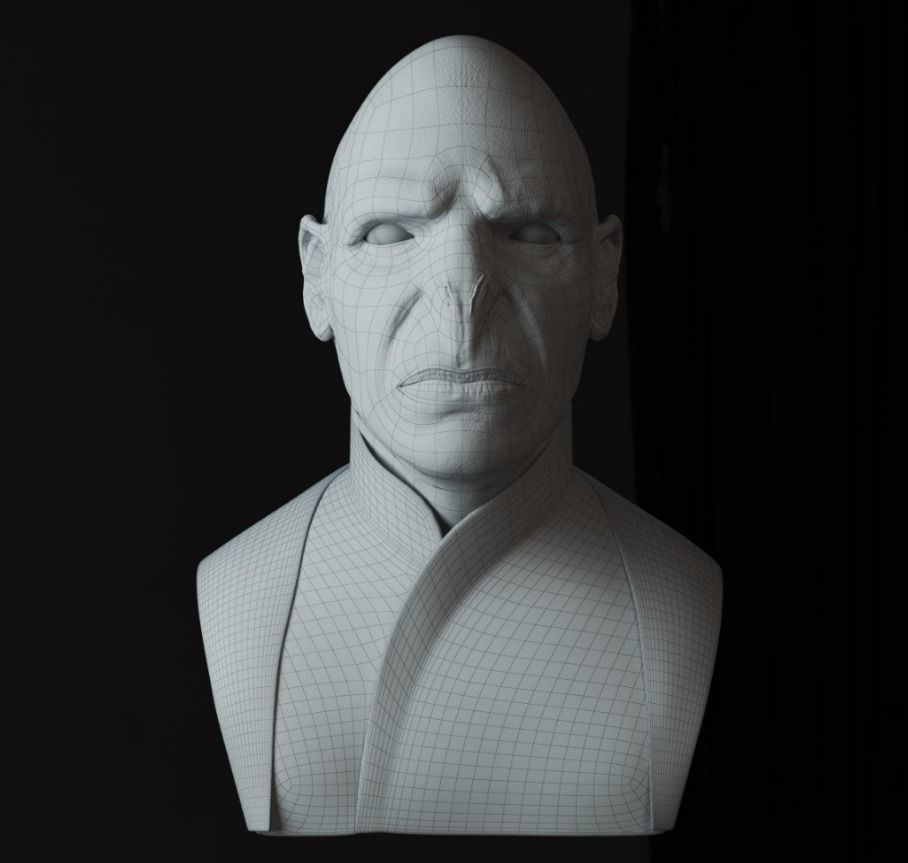 Voldemort Realistic Model bust of man 3D model_1