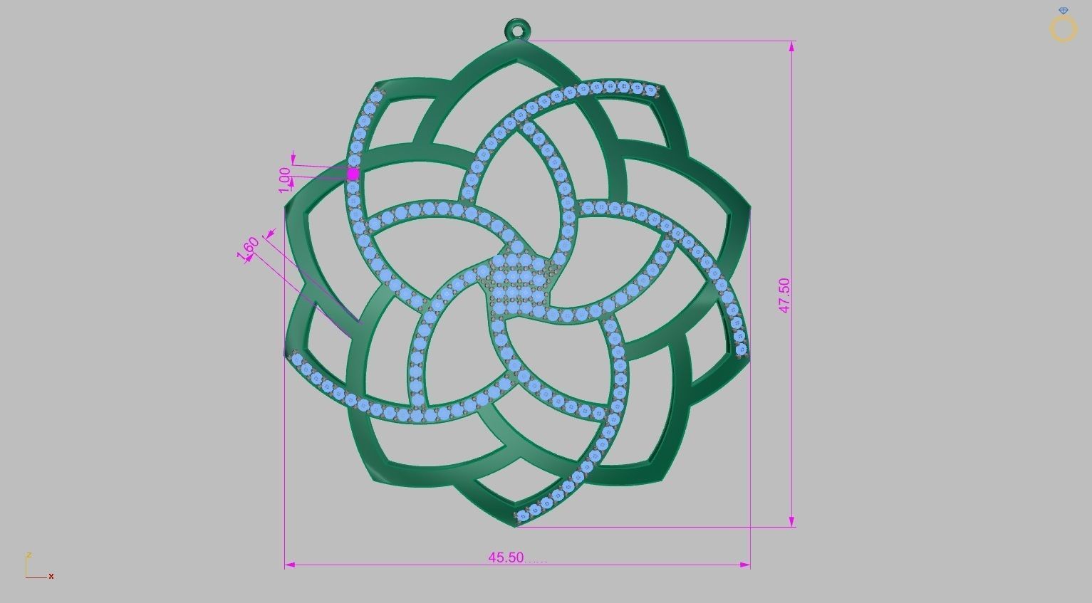 Mandala pendant studded 3D print model_16